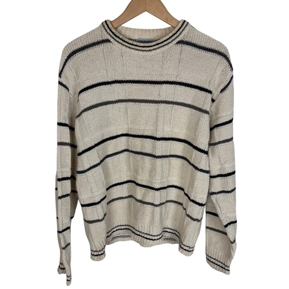 Crusader Reef Other - Vintage Crusader Reef‎ Mens Medium Striped Textured Cotton Crewneck Sweater USA
